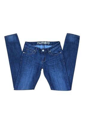NUMERO jeans low rise skinny blue denim size 25 medium rise waist